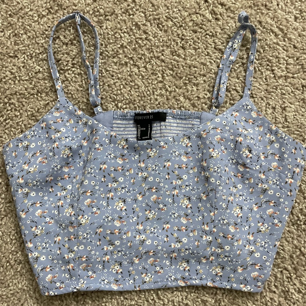 Blue floral crop top